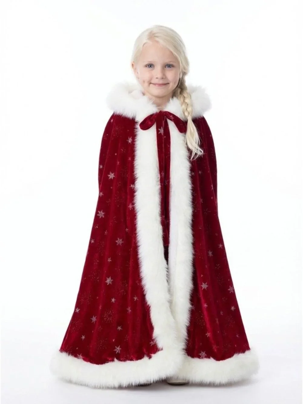 Girls Red Winter Princess Inspired Cape
